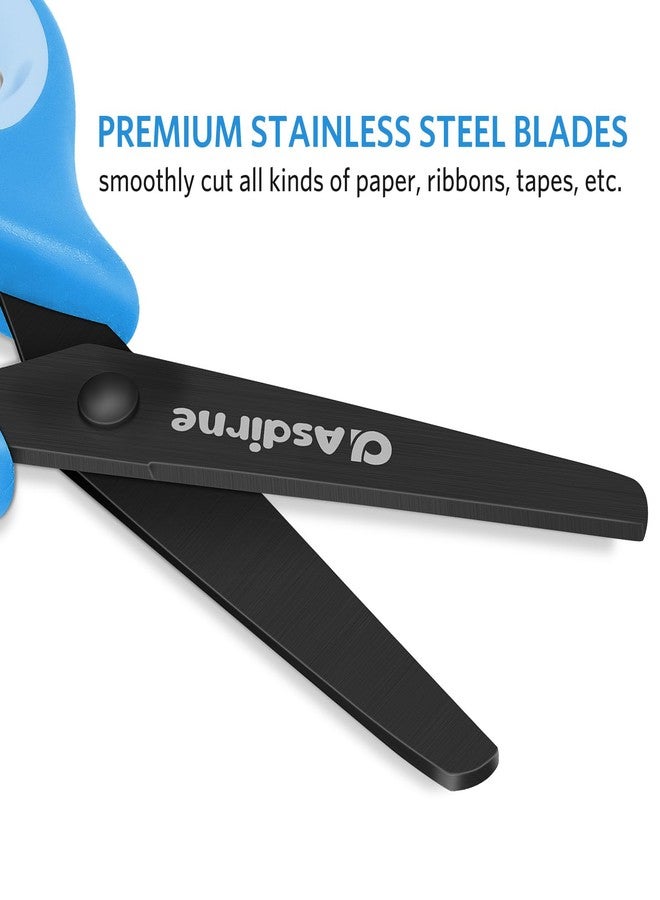 Asdirne Kids Scissors - Safety Children Scissors with Blunt Tip Stainless Steel Blades and Soft Grip, Great for Home and School, Blue, 13.5cm - Image 5